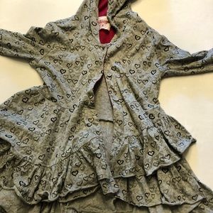 Paper Wings Tiny Hearts ruffle hoodie/cardigan Size 8